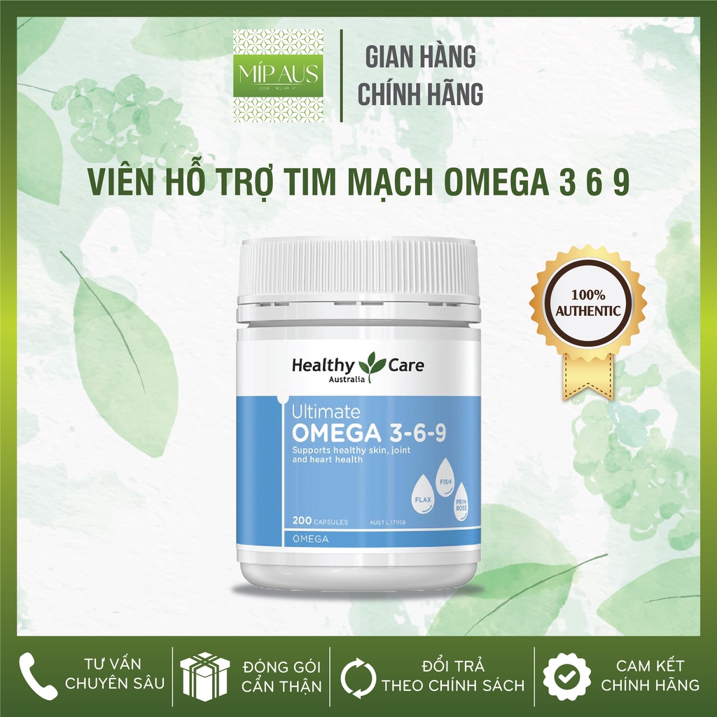 Omega 3 6 9 Ultimate Healthy Care - Hỗ trợ tim mạch, huyết áp của Úc (200 viên)