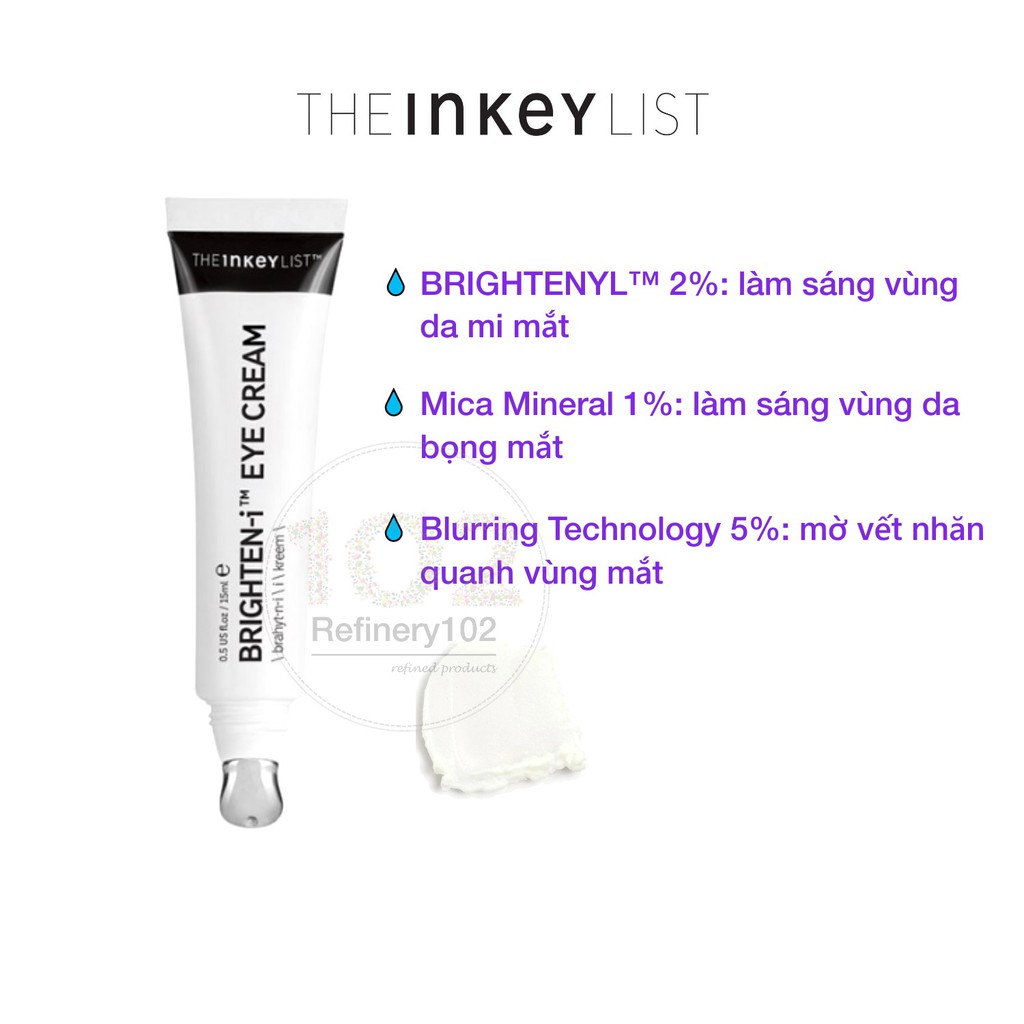 Kem mắt The INKEY List Retinol - Brighten - Caffeine Eye Cream Serum 15ml [Bill US]