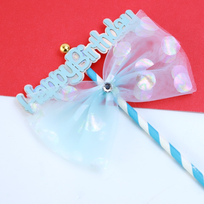 đồ sinh nhật phụ kiện bánh [FREESHIP] que cắm happy birthday nơ vải