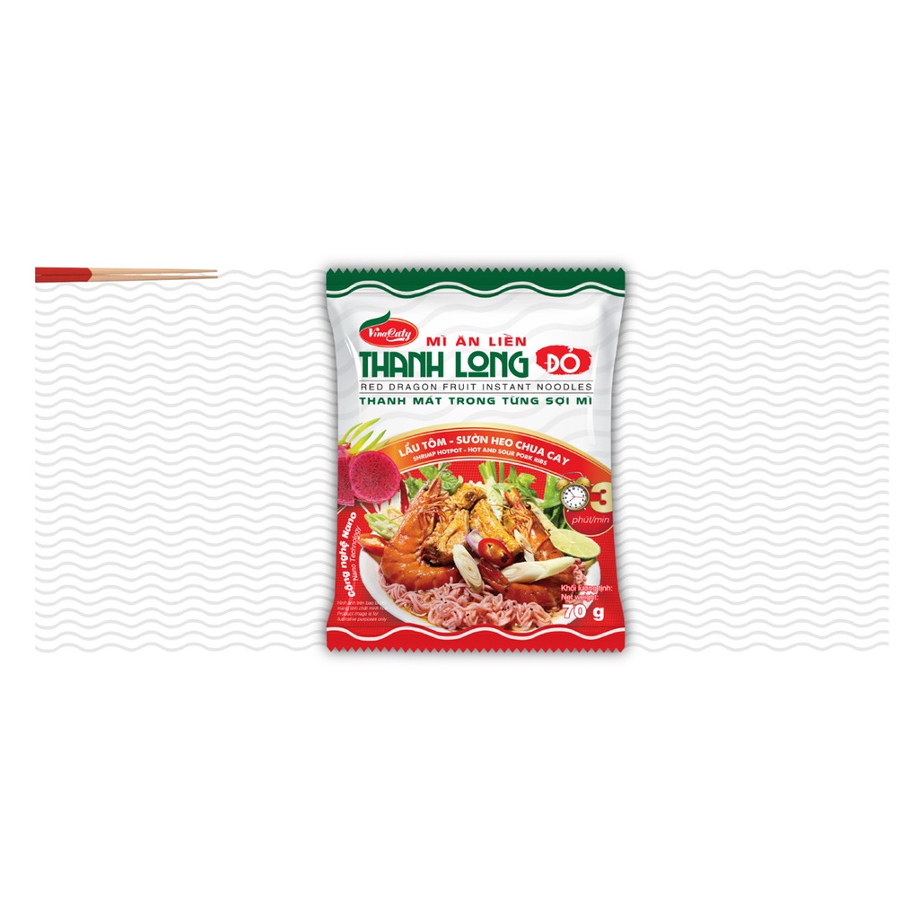Mì gói Thanh Long Đỏ Lẩu Tôm - Sườn Heo Chua Cay Caty