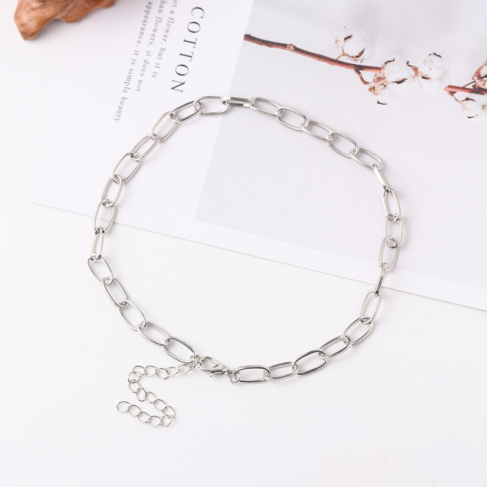 Vòng cổ choker bằng nhôm dạng xích dáng ngắn độc đáo cá tính cho bạn gái