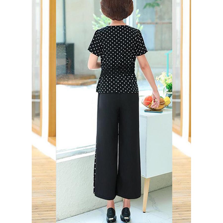 GOTI  -  THỜI TRANG TRUNG NIÊN, SET BỘ CÔNG SỞ KIỂU SET ÁO CHẤM BI PHỐI QUẦN ỐNG RỘNG, BỘ ĐỒ TRUNG NIÊN GOTI 3218
