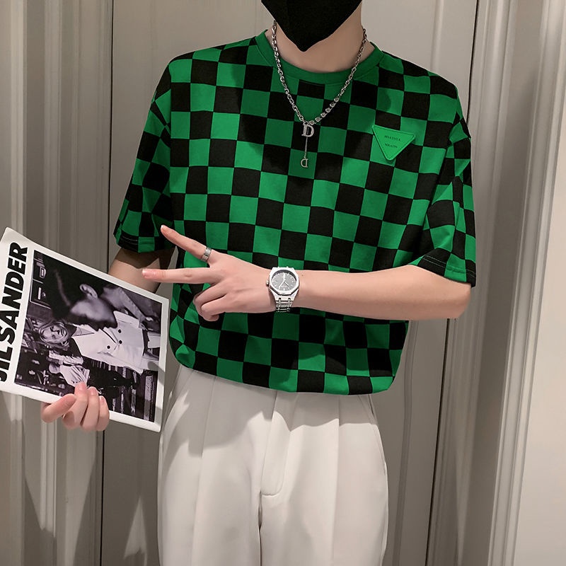 Áo Thun Tay Ngắn Họa Tiết Kẻ Sọc Ca Rô Thời Trang Mùa Hè Mới Cho Nam 2022