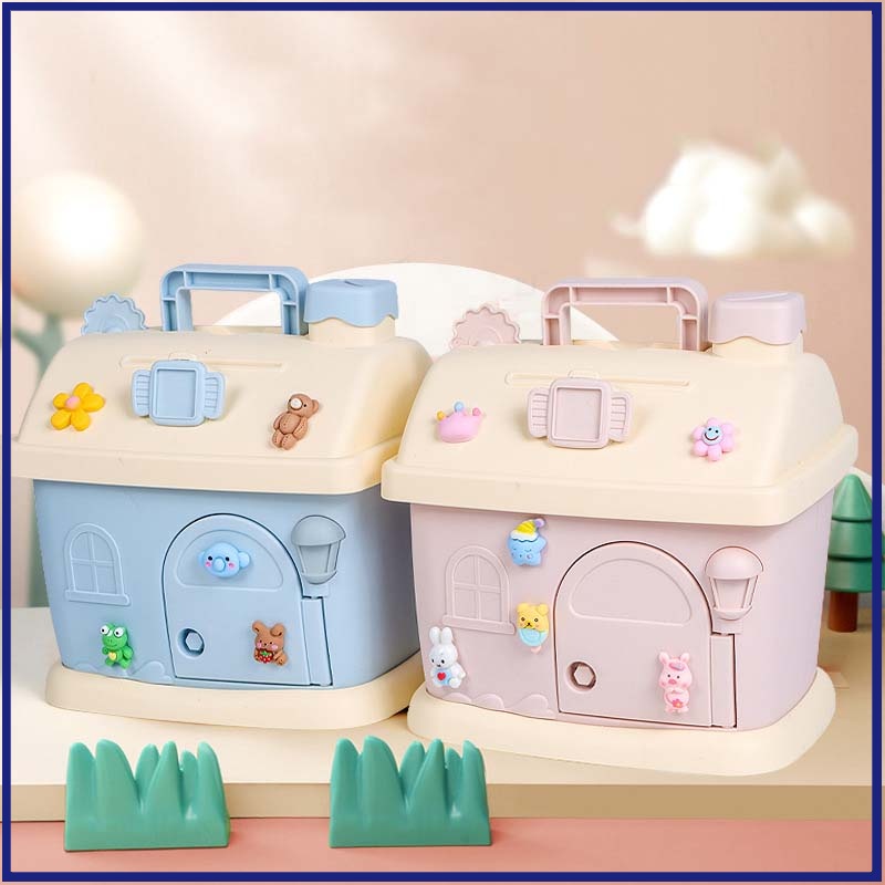 Két Sắt Mini Hộp Tiết Kiệm Nhiều Kiểu, Ống Heo Tiết Kiệm Hình Ngôi Nhà Kiểu Dáng Dễ Cưng Cho Bé!