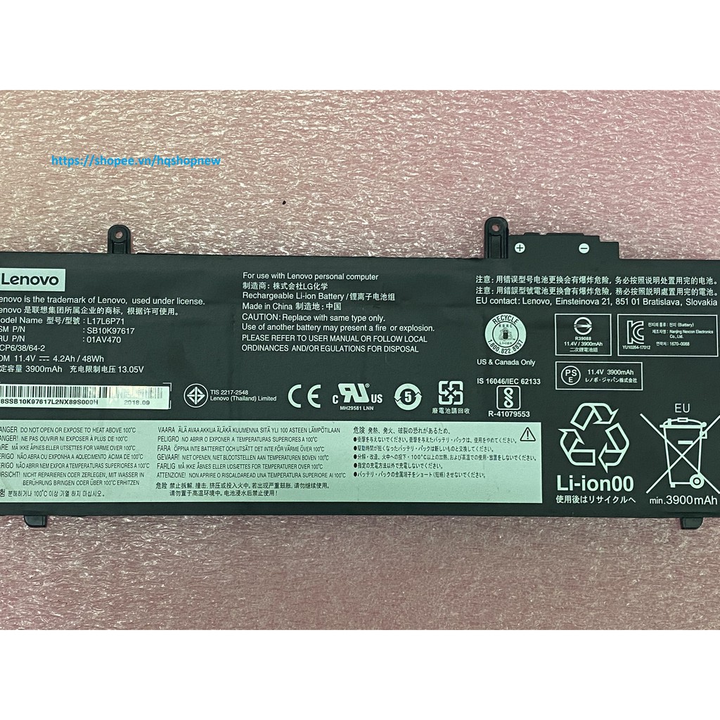 [PIN ZIN ] Pin laptop Lenovo ThinkPad X280 A285 L17L6P71 L17C6P71 SB10K97619 01AV472