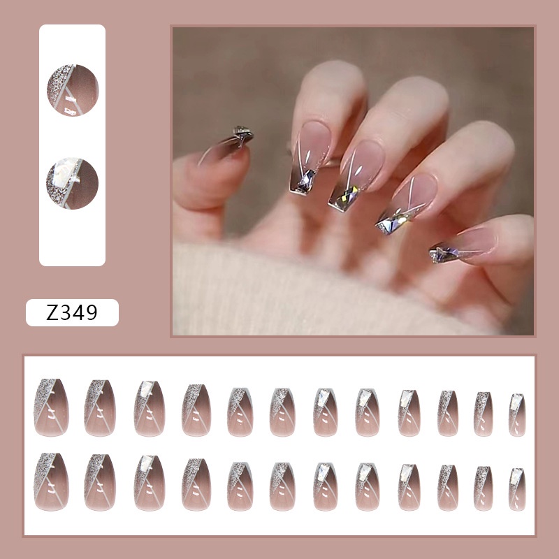 Móng tay giả thời trang Z321-Z360 false nail 24 miếng kèm keo nailbox không thấm nước có thể tháo rời