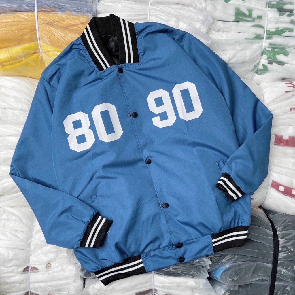 Áo khoác dù bomber nam nữ lót 2 lớp vải đẹp, in chữ (80-90)