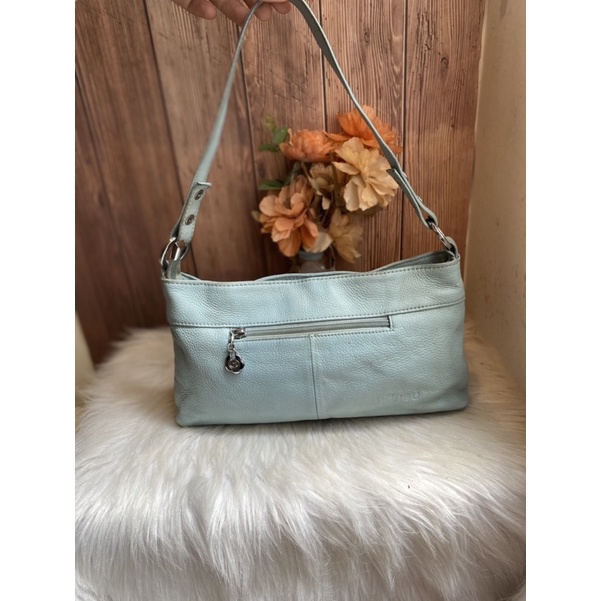 Túi đeo vai da bò phối kim sa đính hoa hiệu hàn quốc