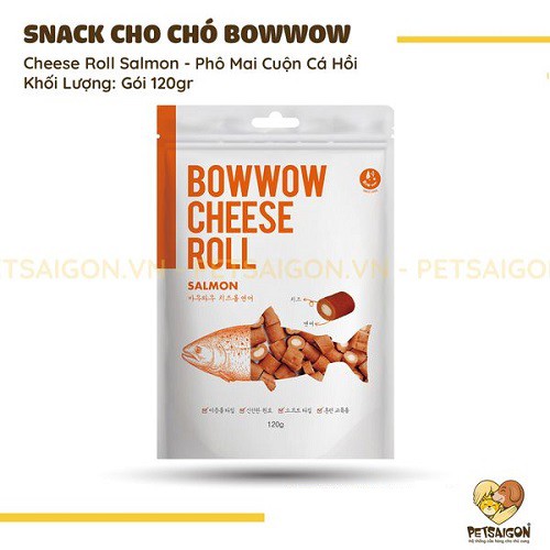 [CHÍNH HÃNG] SNACK PHÔ MAI CUỘN CÁ HỒI CHO CHÓ GÓI 120G