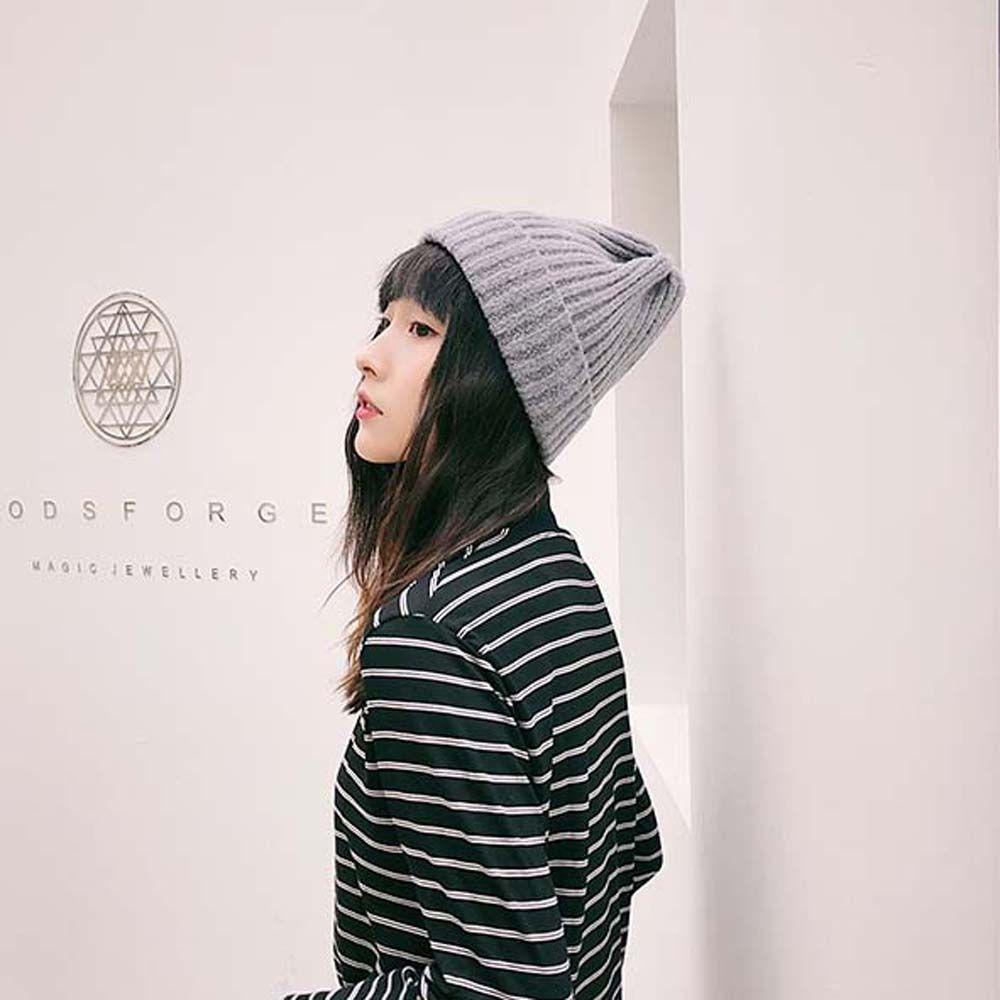 Mũ Beanie Dệt Kim Dày Dặn Màu Trơn Thời Trang Thu Đông WMES15H