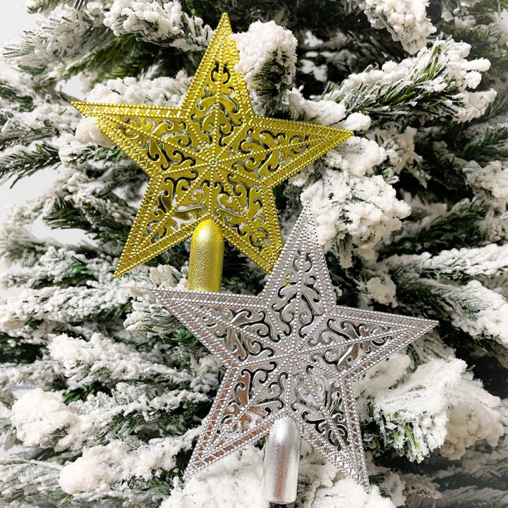 Ngôi sao Giáng Sinh 15cm vân lưới gắn đỉnh cây thông trang trí noel size trung