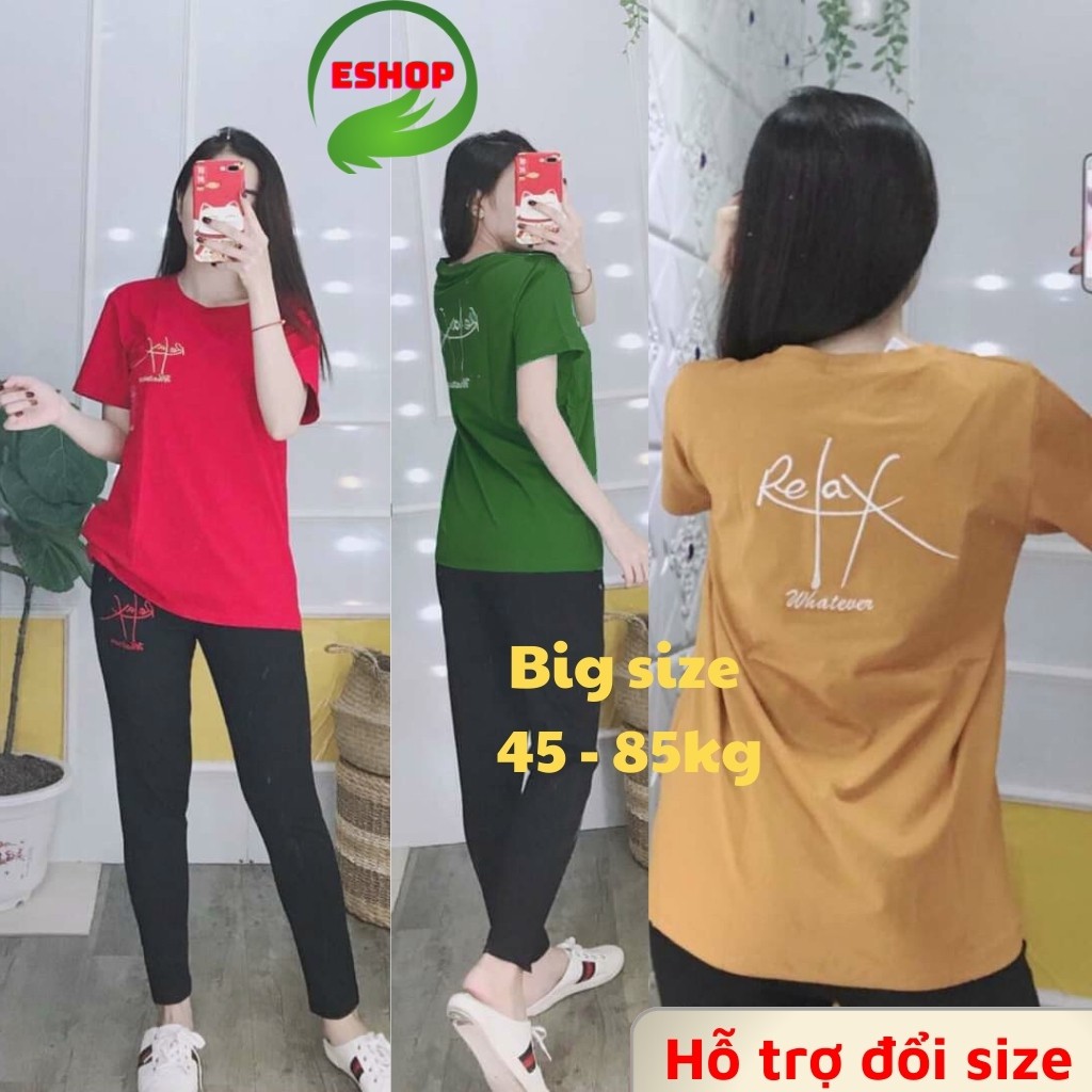 Đồ bigsize nữ ESHOP mặc nhà thể thao quần dài trung niên đẹp dễ thương đi chơi ngủ thun cotton form rộng DB122