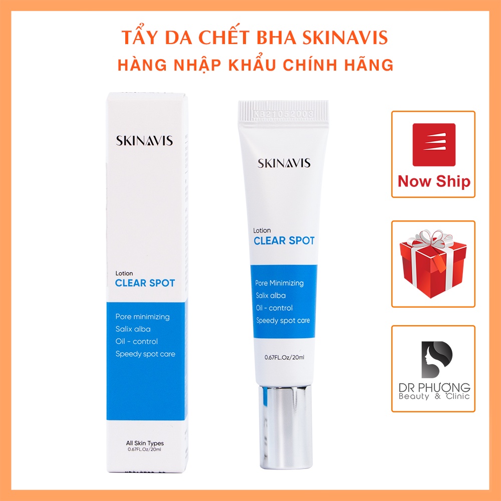 Tẩy da chết BHA SKINAVIS CLEAR SPOT Kiểm soát dầu nhờn và mụn đầu đen