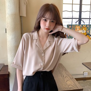 Áo Sơ Mi Nữ Tay Lỡ Cổ Bẻ Thời Trang Hàn