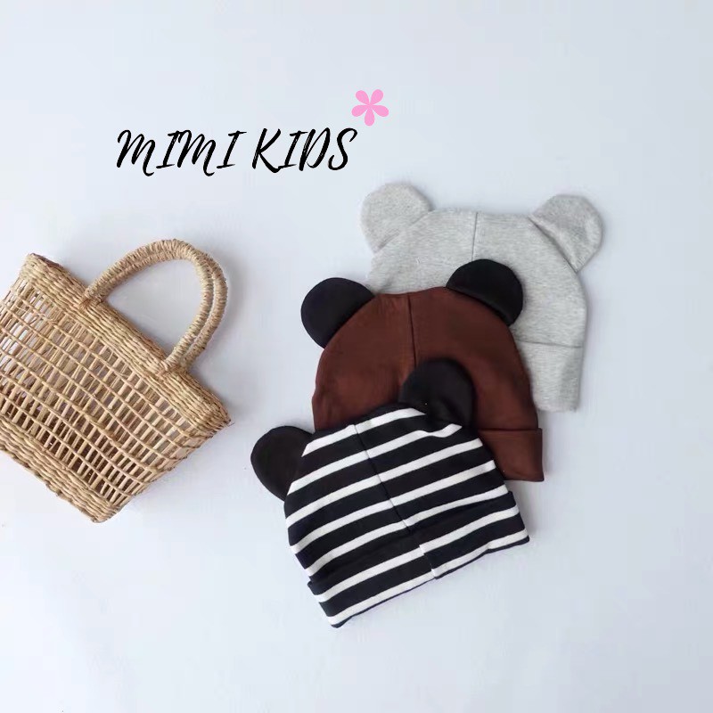 Mũ cotton tai chuột mickey cho bé - mũ trùm đầu (3-18m)