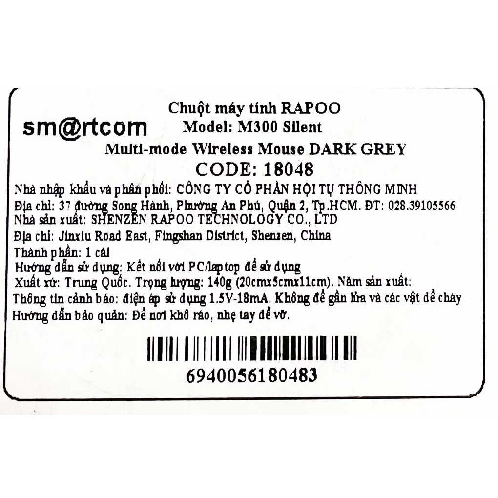 Chuột Không Dây Silent Rapoo M300 1600 DPI - Hàng chính hãng - BH 24 tháng