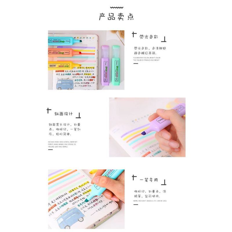 Bút, Viết Dạ Quang Highlight Liner Đánh Dấu Màu Pastel Nổi Bật BiTi HL443