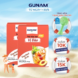 [Tặng quạt Mini] Combo 2 hộp Trà đào GUNAM (hộp 16 gói x 15g)