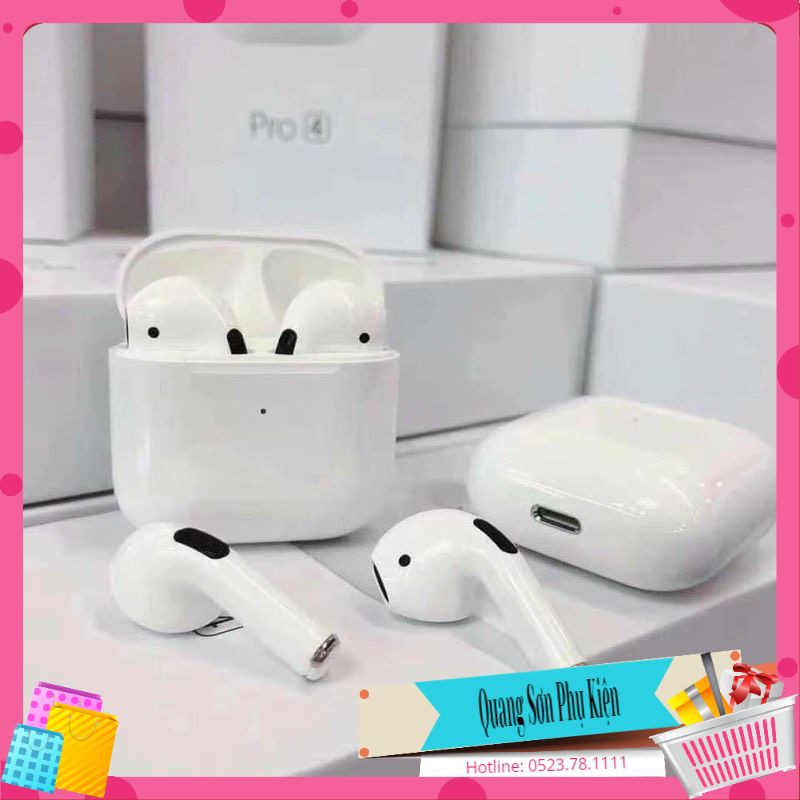 [Mã ELFLASH5 giảm 20K đơn 50K] [RẺ VÔ ĐỊCH] Tai nghe Blutooth 5.0 Airpod Pro 4 định vị, đổi tên, cảm biển siêu nhạy