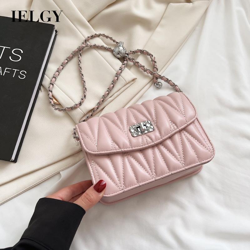 Túi xách mini IELGY dáng vuông phối dây xích thời trang cho nữ