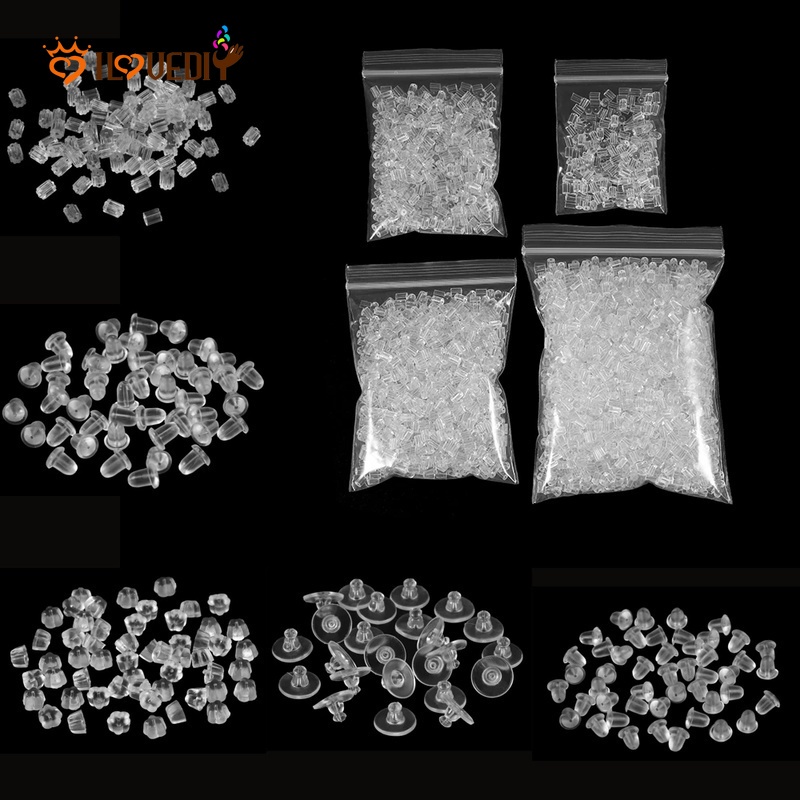Set 100 nút silicon tròn gắn bông tai DIY