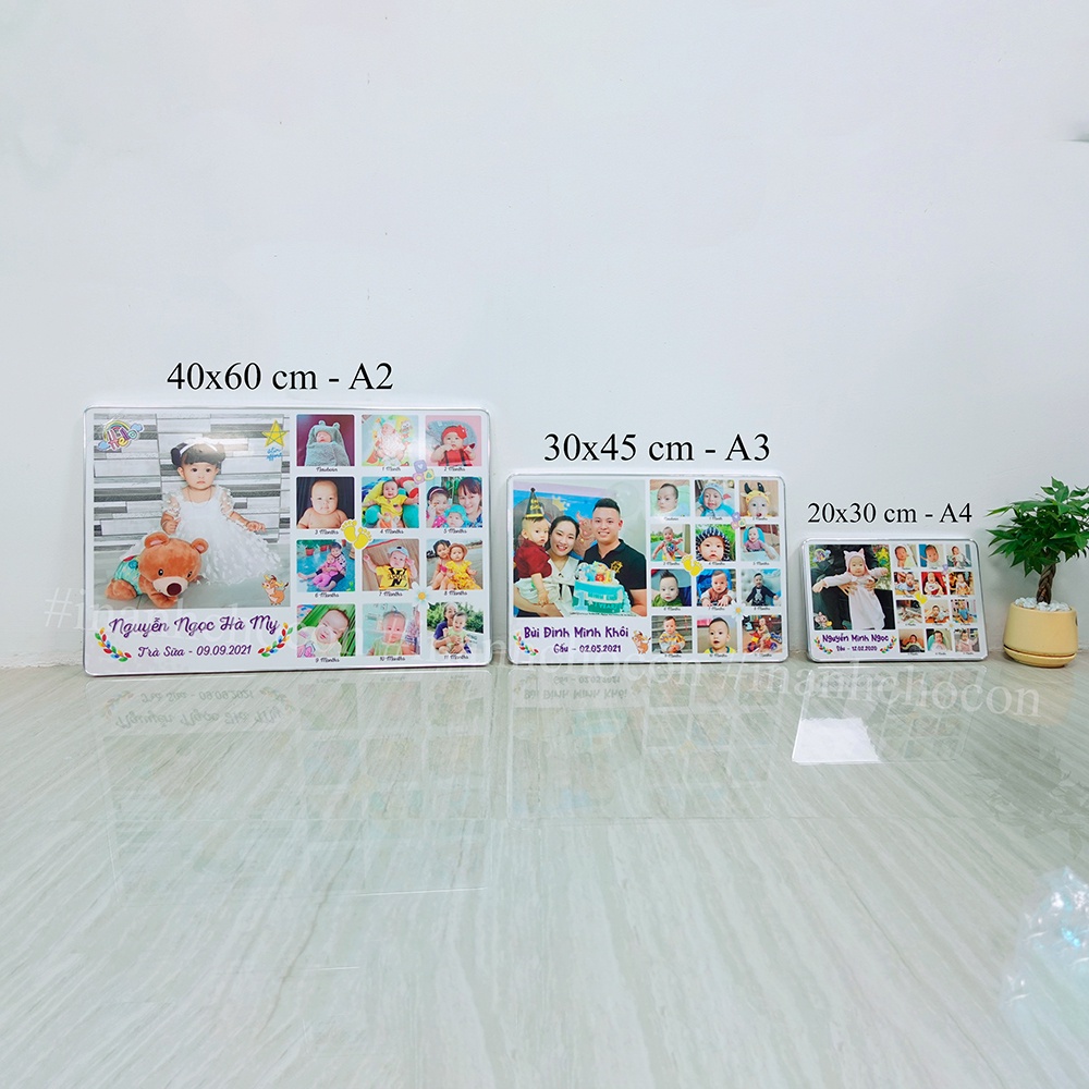 Khung ảnh 12 tháng tráng gương treo tường