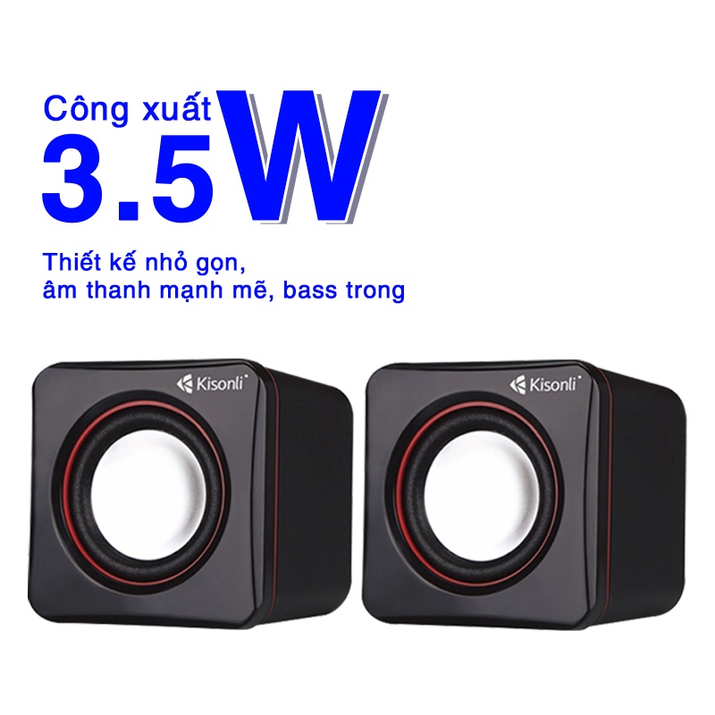 Loa mini Vi tính V400, loa xí ngầu, âm thanh trung thực, công suất 3,5W, thiết kế nhỏ gọn, tích hợp với laptop, pc, tivi