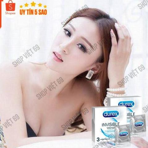 [Hàng Thái] Bao Cao Su Cao Cấp DUREX iNViSiBLE Hộp 3 Cái, Bcs Siêu Mỏng - Ôm Sát - Cảm Giác Thật Như Không Dùng