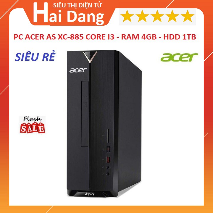 Máy Tính Để Bàn, Acer AS XC-885 Chip Core i3-8100 - Ram 4GB - HDD 1TB - Chính Hãng Siêu Bền