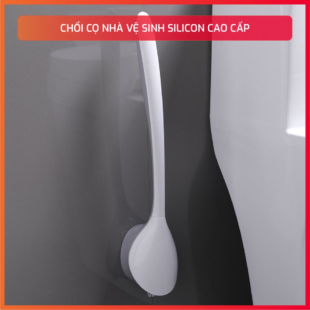 Chổi Cọ Nhà Vệ Sinh, Cây Cọ Toilet Bồn Cầu Bằng SiliCon Kiểu Mới Có Giá Đựng Dán Tường - Sạch Sẽ, Tiện Dụng