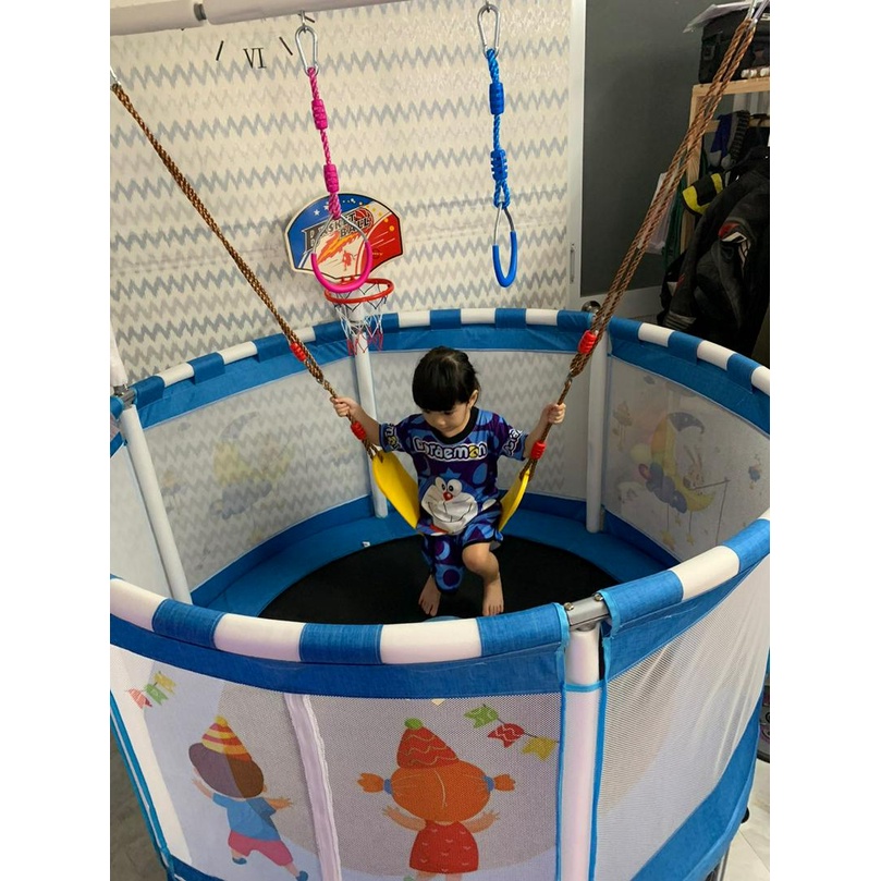 Nhà nhún nhảy đa năng quây bóng, xà đon, bóng rổ cho bé KORE hỗ trợ tăng chiều cao cho bé yêu