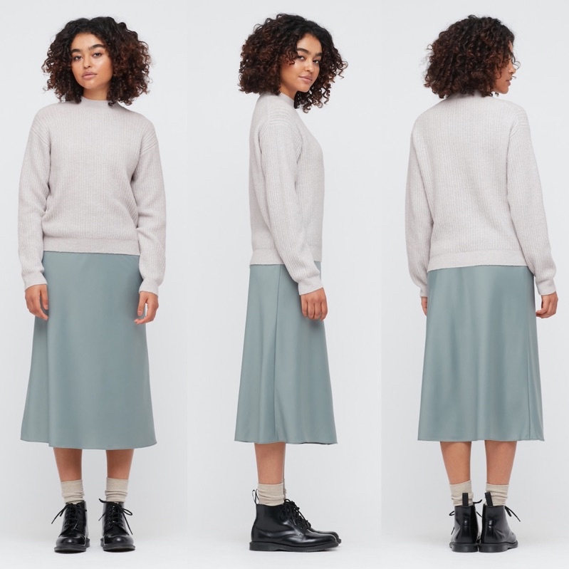Áo len tăm nữ cổ 3 phân dòng Souffle Mock thời trang, quyến rũ của Uniqlo