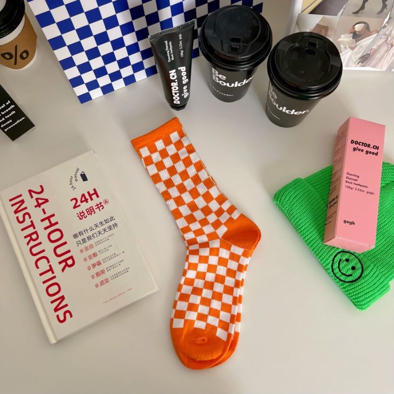 Tất cao cổ Kẻ Caro sắc màu nam nữ unisex chất đẹp TC36