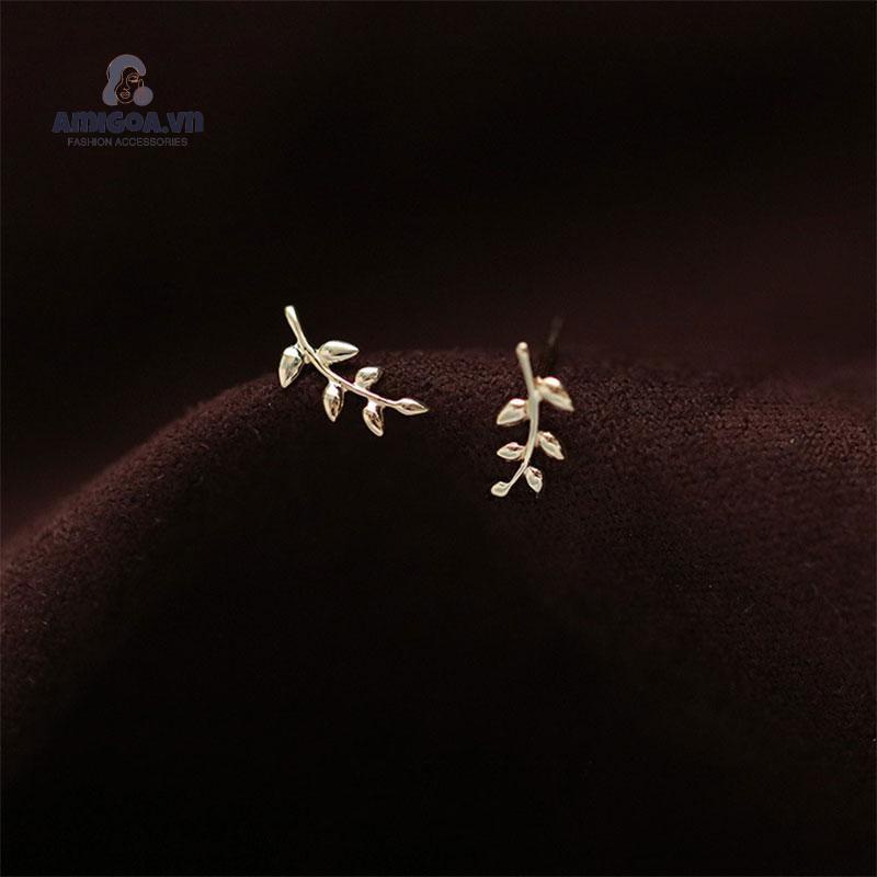 Bông Tai Mạ Bạc Hình Chiếc Lá Xinh Xắn Thời Trang Cho Nữ