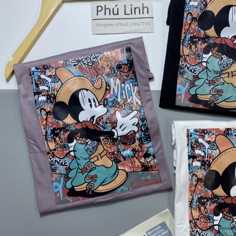 MS006 Áo thun nam nữ cao bồi mickey form rộng