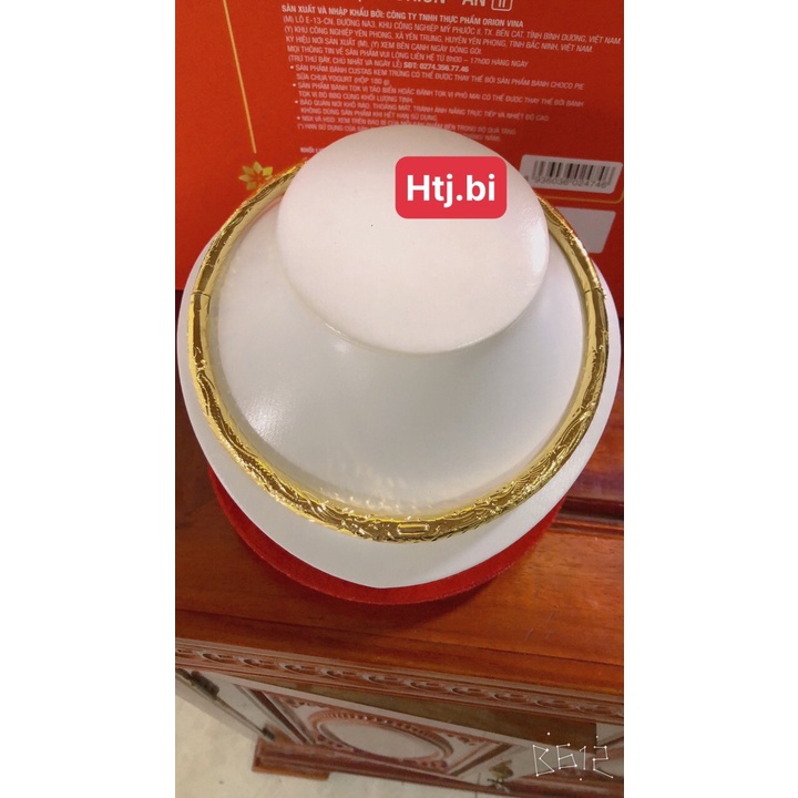 kiềng cưới mạ vàng chạm hình rồng cực sắc nét màu vàng 24 htj