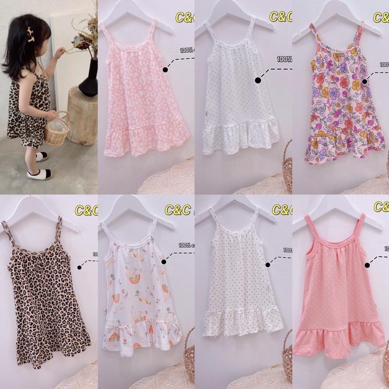 Váy 2 dây đuôi cá bé gái, váy 2 dây cotton mặc hè thoáng mát