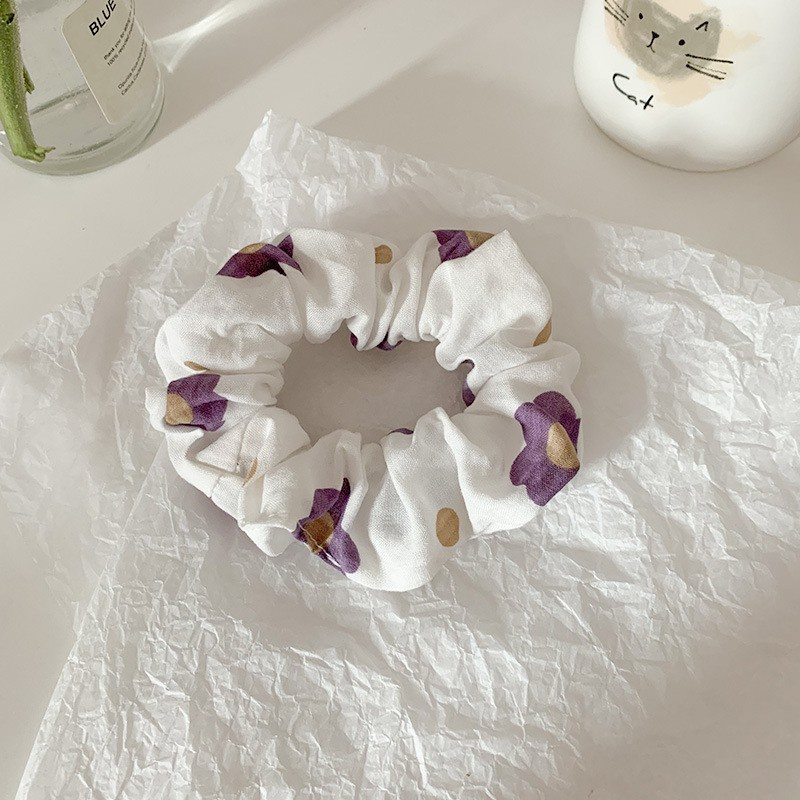 Dây buộc tóc scrunchie vải voan hình hoa thời trang