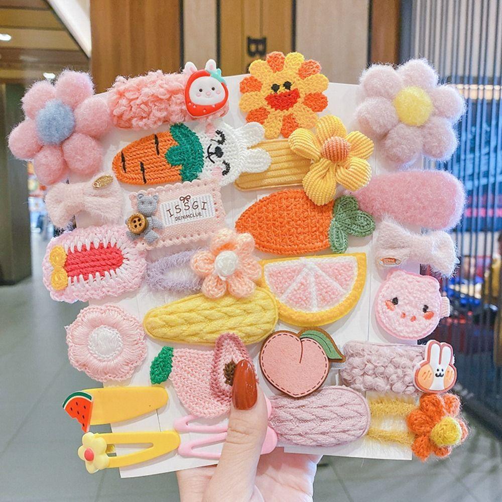 Set 9 Kẹp Tóc Hình Gấu / Bông Hoa Dễ Thương Cho Bé Gái VANES1