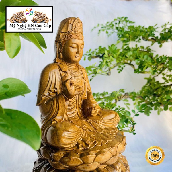 Phật Bà Quan Âm, Phật Bà Trang Trí ô tô, bàn làm việc.KT:15 x9 x9 cm ( Gỗ Bách Xanh) | BigBuy360 - bigbuy360.vn