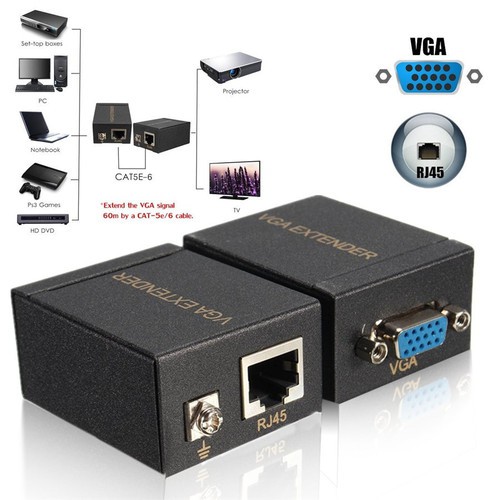 Bộ Nối Dài Cáp VGA Qua Đường Dây Mạng 60m (VGA To Lan)