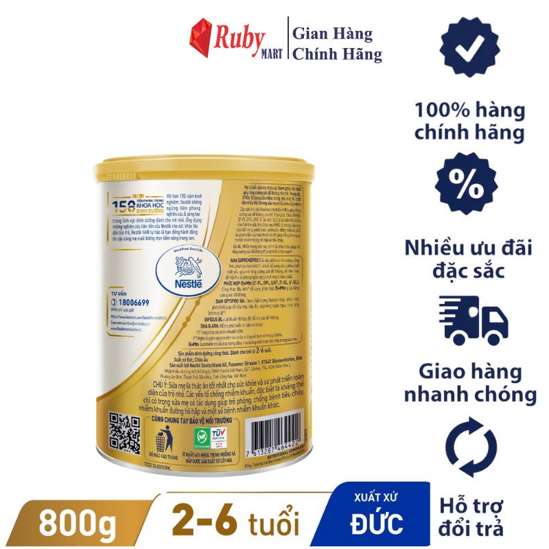 [Date T7/24] Sữa Bột NAN Supreme 3 800g Dễ Uống