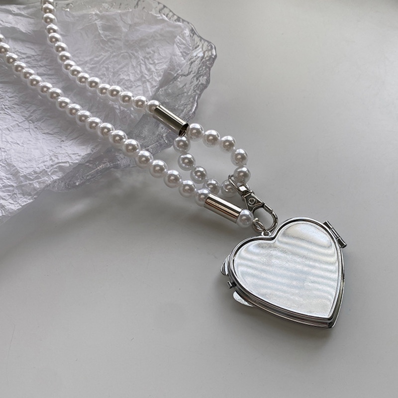 Chuỗi dây ngọc trai giả mặt hình trái tim đeo chéo phong cách hàn quốc 19A1248