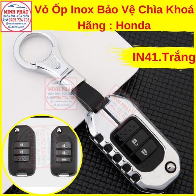 Vỏ Ốp Inox Bảo Vệ Chìa Khoá xe Ô Tô Honda Brio City