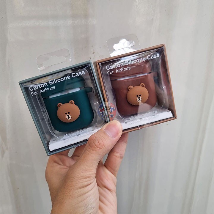 Ốp silicon case Gấu Brown dễ thương cho tai nghe Air. Pro / 2 / 1