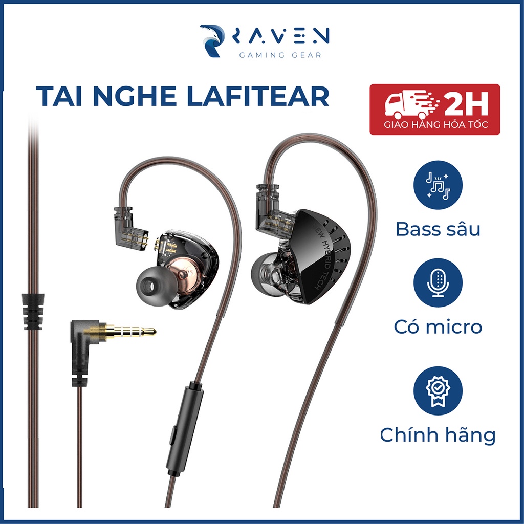 Tai nghe có dây LAFITEAR nghe nhạc thể thao chơi game, tai nghe gaming điện thoại máy tính