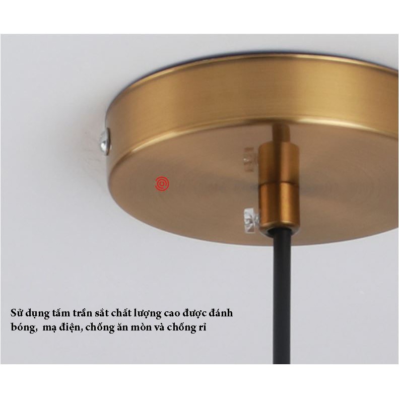Đèn thả DETIU chao kim loại hình địa cầu - kèm bóng LED chuyên dụng .