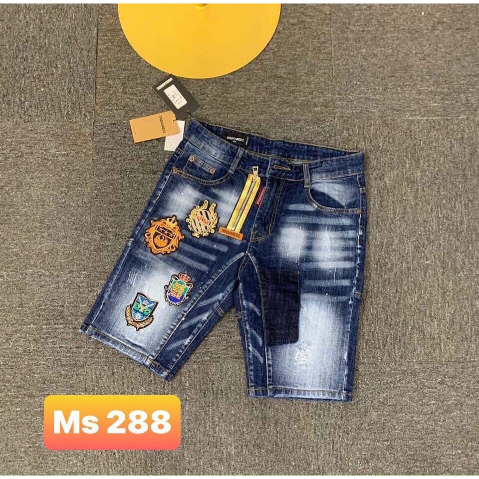 Quần short jean nam xanh đen in thêu chữ khóa kéo lệch nhiều mẫu mới ra rất đẹp giá rẻ