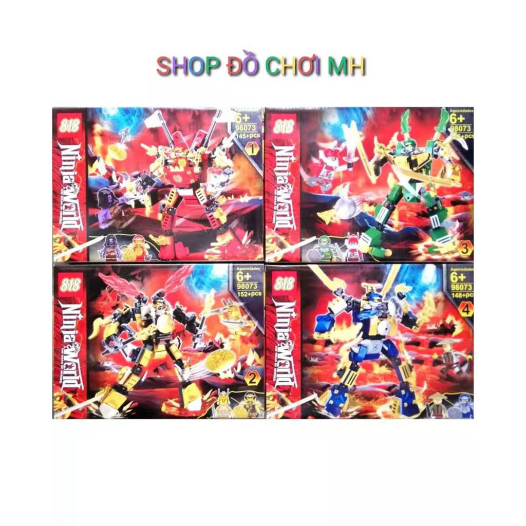 đồ chơi lego xếp hình lắp ráp 818-98073 - bộ tứ thần giáp hộ thể kết hợp 4 in 1