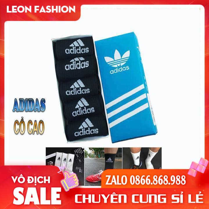 Tất  ADIDAS Cổ cao Hàng dày xuất khẩu [Hộp 5 Đôi] Vớ Nam Nữ Thể thao Dệt kim Cao cấp QUÀ TẶNG - Kho sỉ tất